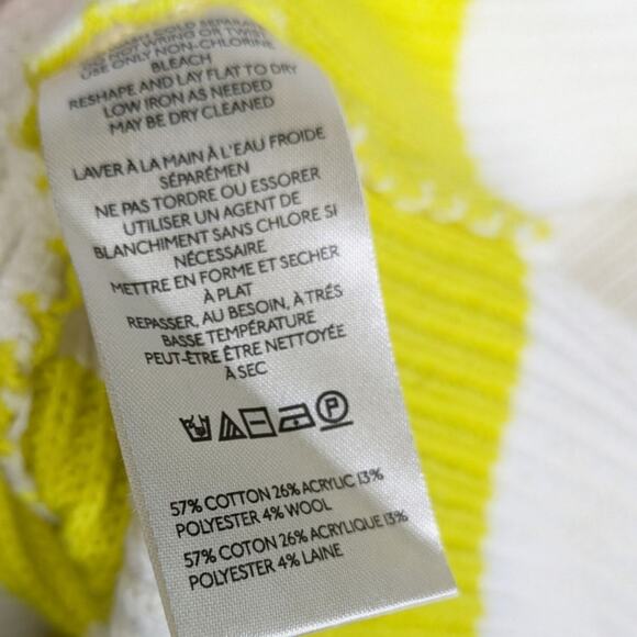 Anthropologie Maeve V Neck Sweater Tee XL Oversized Striped Chartreuse Yellow - Picture 9 of 11